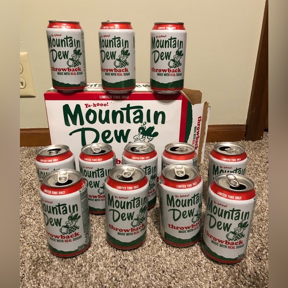 Mountain Dew Throwback Hillbilly Real Sugar 12 Pack Box W/Empty Cans 2011 Exp - Picture 1 of 6